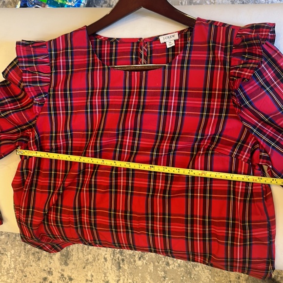 J CREW Plaid Ruffle Blouse - Picture 6 of 8